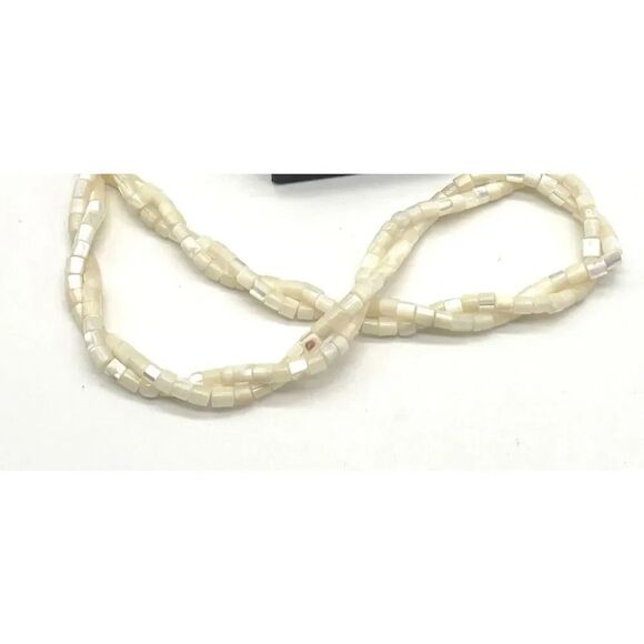 Jewelry - Vintage 90s Twisted Double Strand White Coral Abalone Necklace 22in